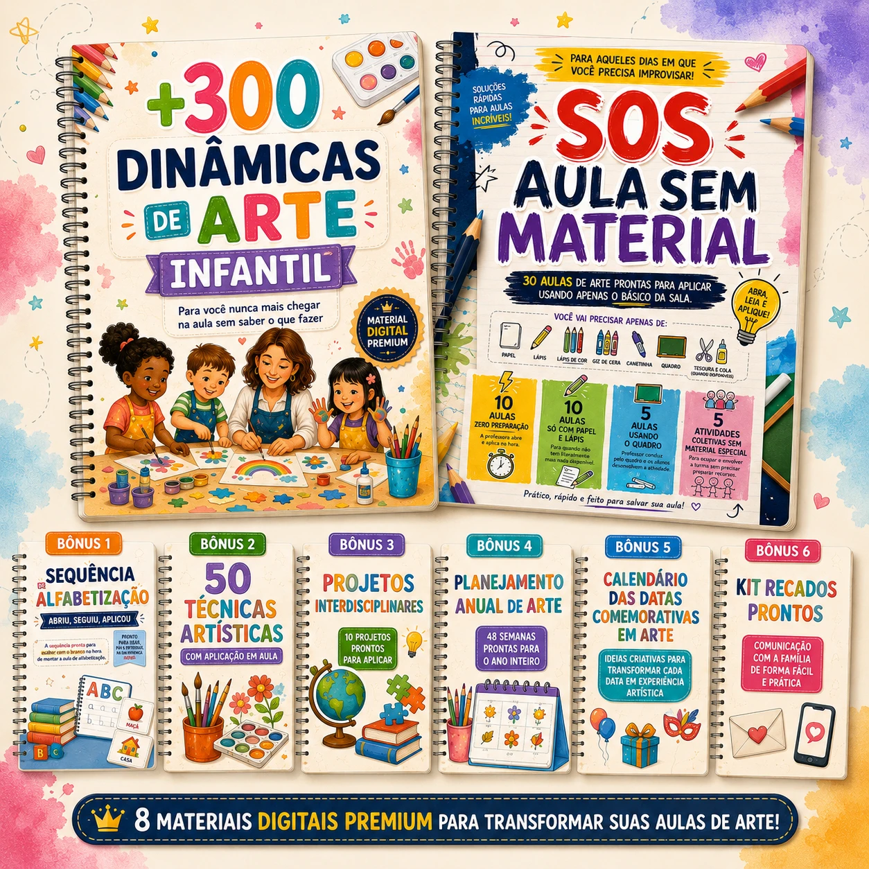 Pacote completo: +300 Dinâmicas de Arte Infantil em todos os dispositivos